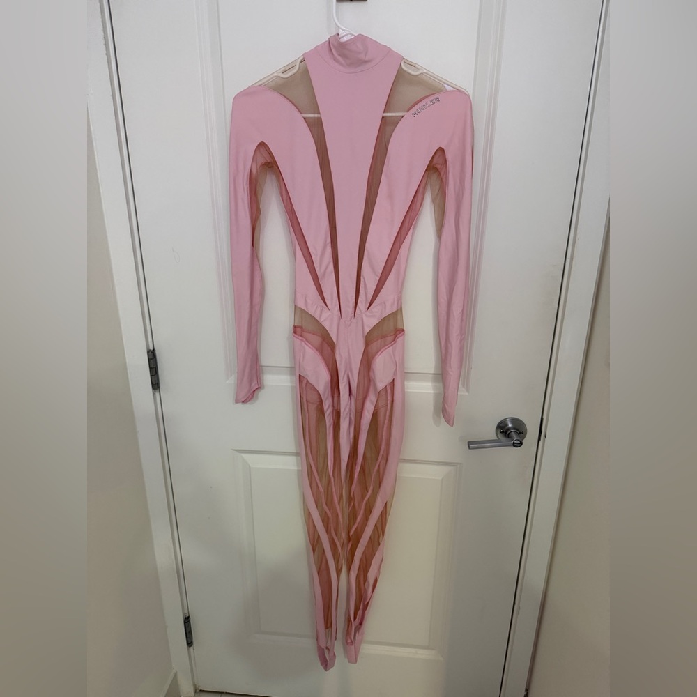 MUGLER - Lvr Exclusive Jersey & Tulle Jumpsuit